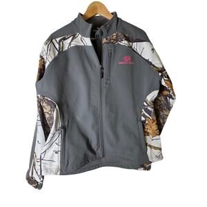 MOSSY OAK Gray Winter Camo Softshell Medium Weight Full Zip Jacket SZ L